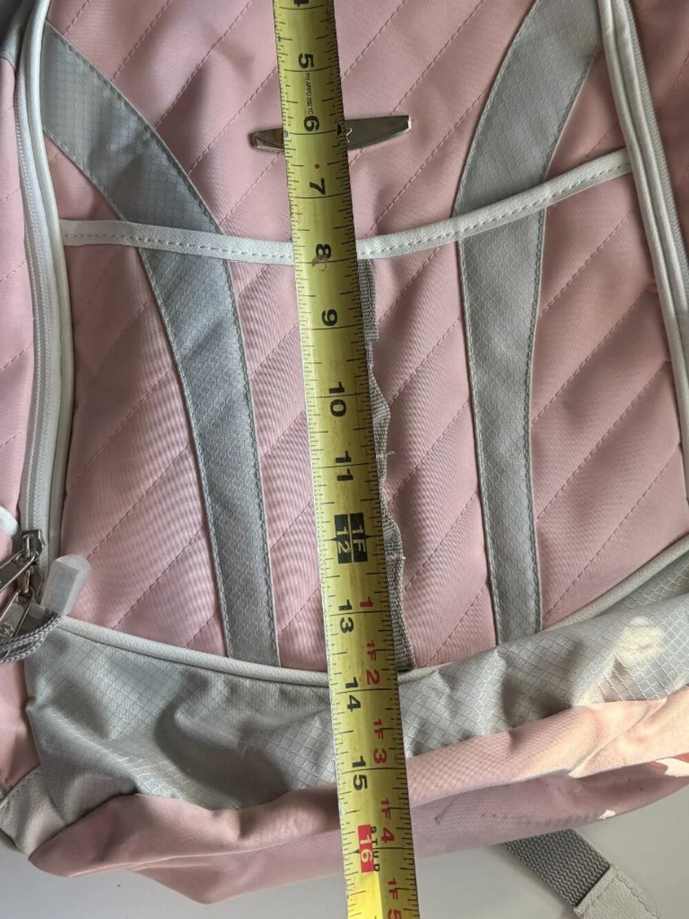 Starter Pink Gray Quilted Small Backpack Daypack Travel Bag 15